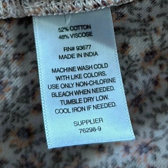 ana Long Sleeve Blouse Top Boho Cottage Western Women Floral Peach Brown Size XL - Picture 6 of 6